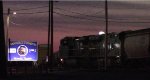 CSX train passes Evansville terminal sign